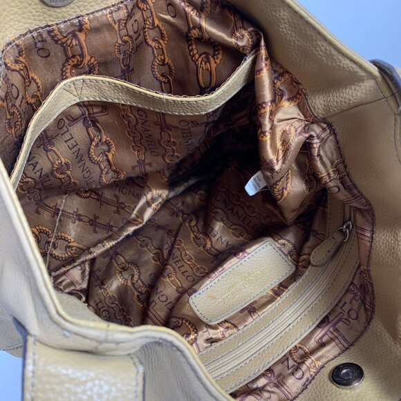 TIGNANELLO Camel Tan Leather Zipper Magnetic Closure Hobo Saddle Shoulder Bag - Picture 10 of 14